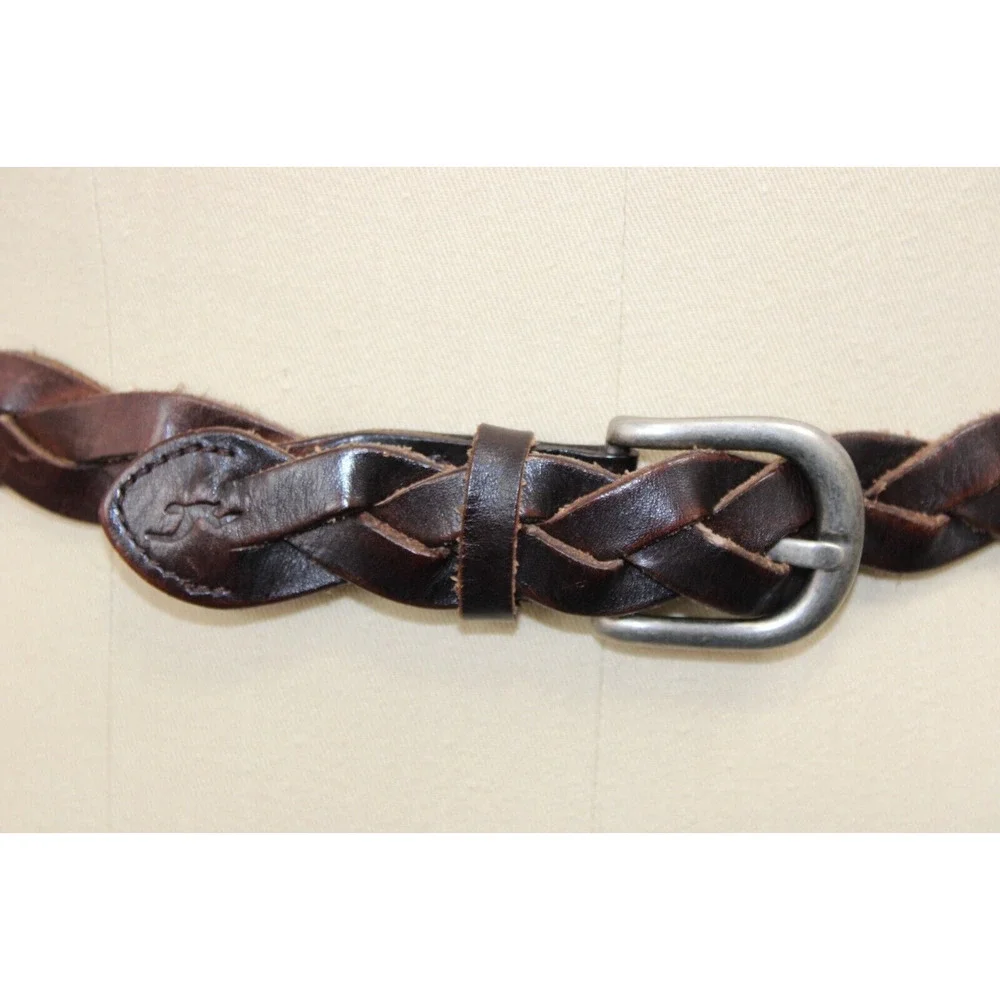 HOLLISTER Belt Size XS/S Vintage 90s California Brown Braided Logo Leather